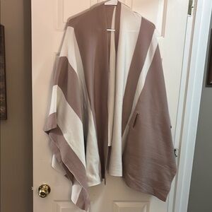 SHEIN Brown and White Shrug Sweater with Textured Knit